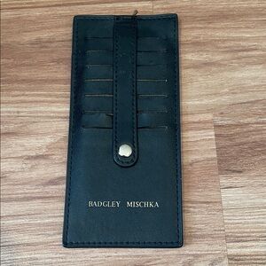 Black leather Badgley Mischka cardholder